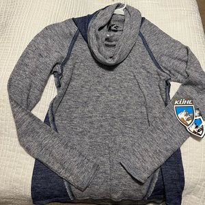 NWT Cowl Neck Two-tone Blue Kuhl pullover jacket